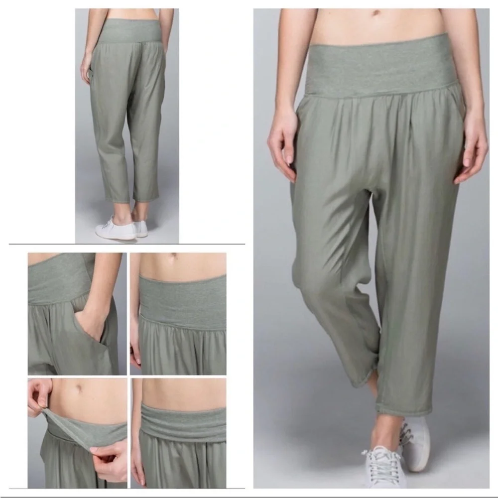 Lululemon Fossil Gray Tencel Post Power Pants Fold Over S 4